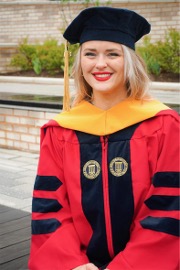 Kelly O'Brien Hubbard in doctoral robes